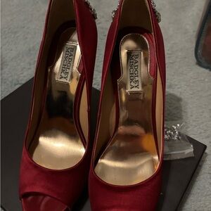 Badgley Mischka- Kiaras, Red, Jewel broached, Womens size 9 pumps.